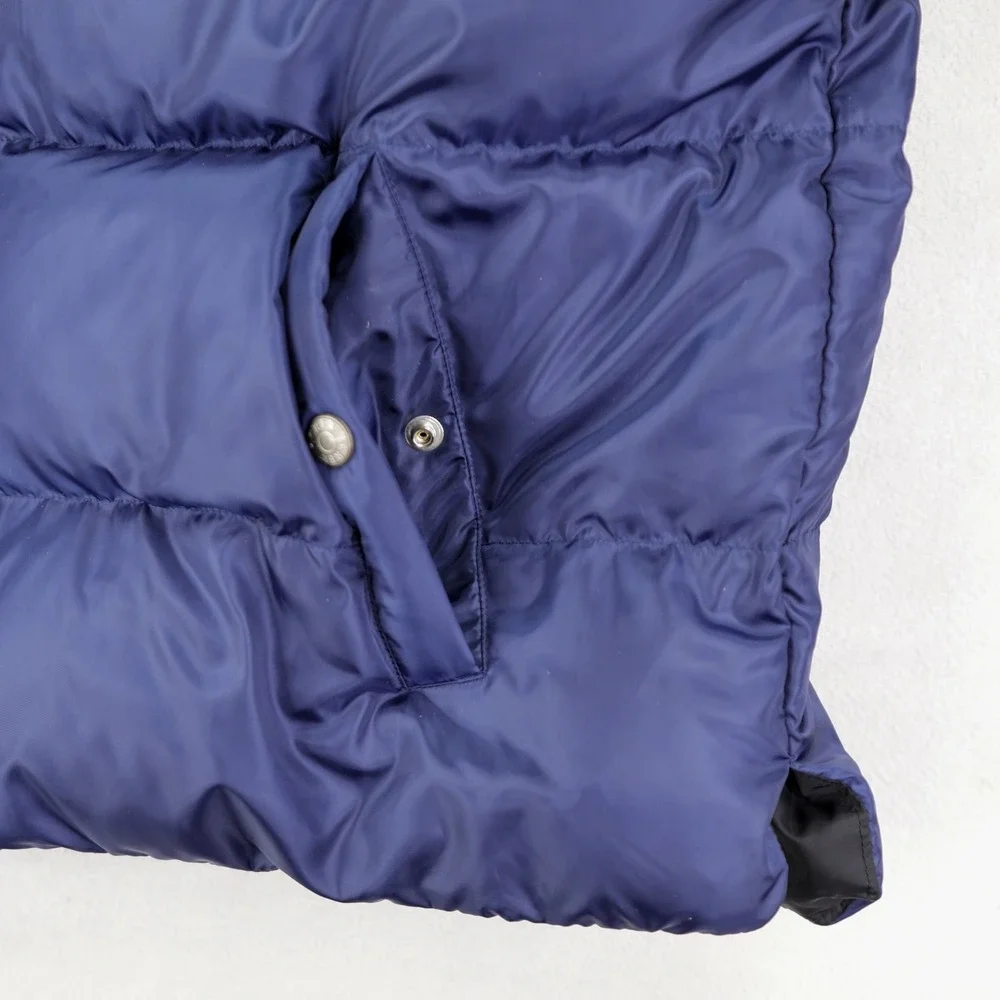J. CREW Goose Down Puffer Vest Full Zip Snap Front Men's XL Blue Outdoor Winter